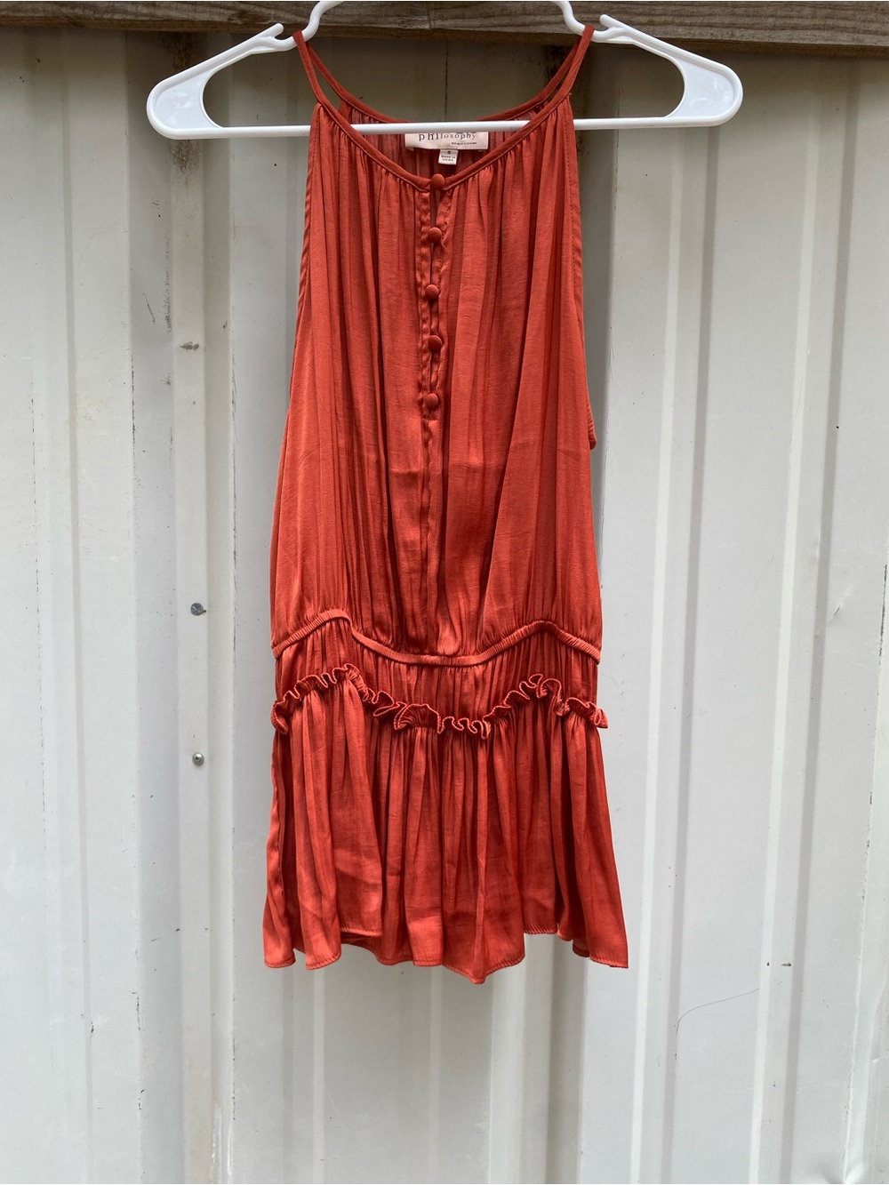 Philosophy Republic Clothing Terracotta Orange Halter Peplum Top Blouse S